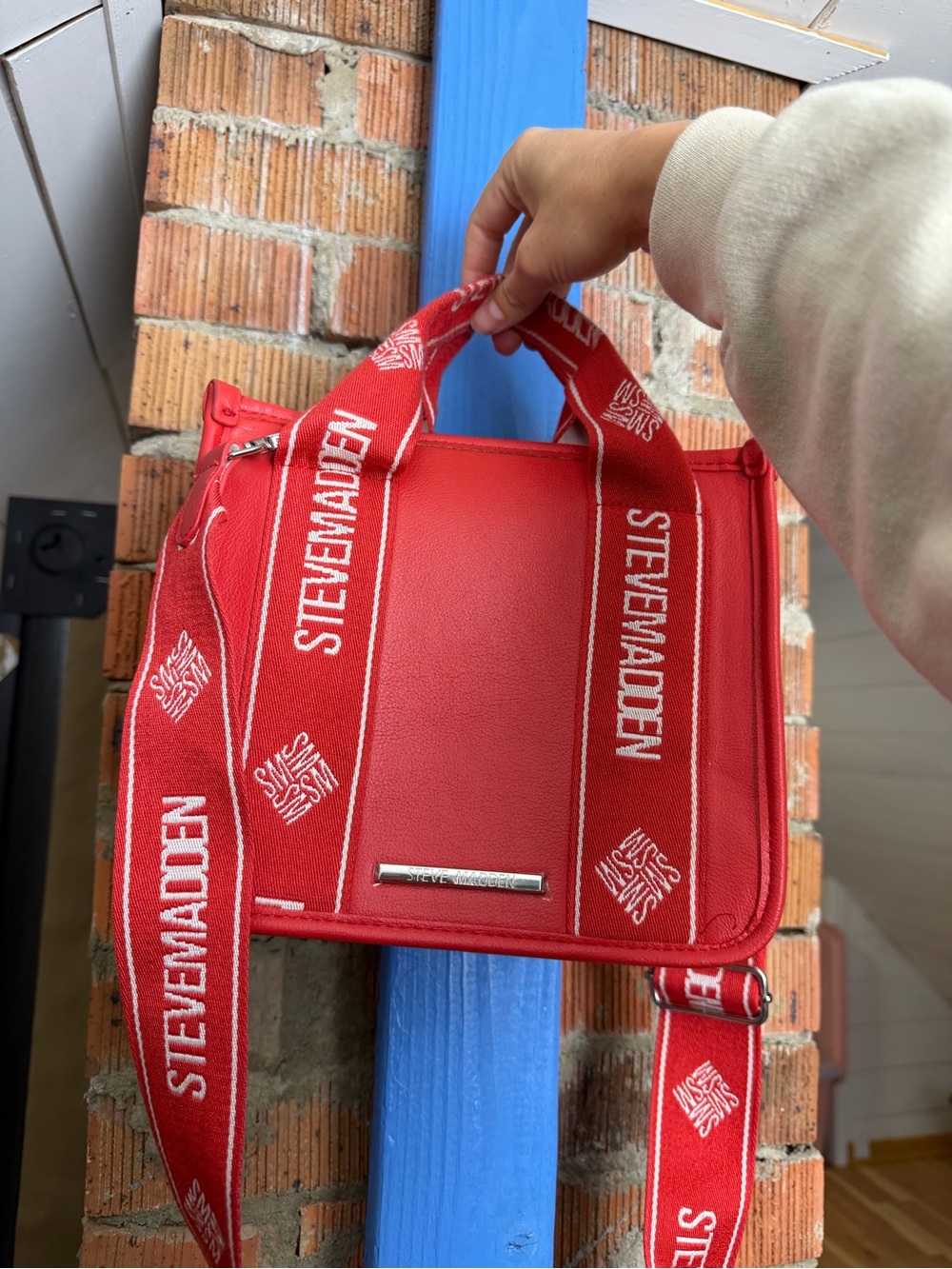 Steve Madden Bwebber Red Logo Strap Crossbody Bag